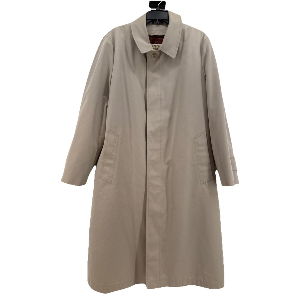 Vintage London Towne Men's Khaki Long Sleeve All-Weather‎ Trench Coat Size 40R